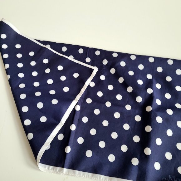 Monique Martin blue and white polka dot scarf. - Picture 7 of 8